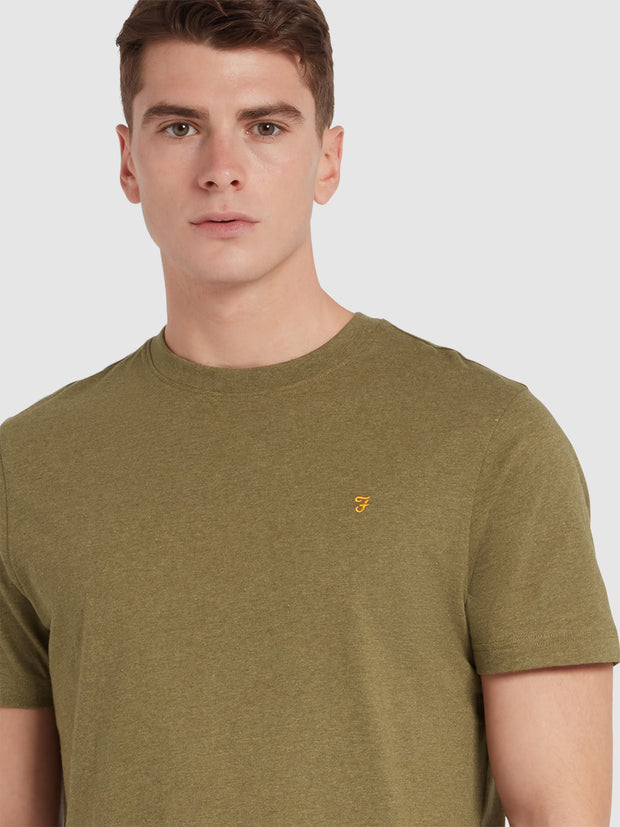 Danny Regular Fit Organic Cotton T-Shirt In Farah Khaki Marl