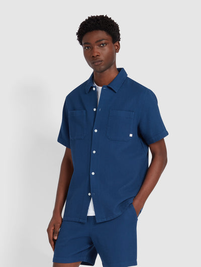 Judson Short Sleeve Waffle Shirt In Cold Metal