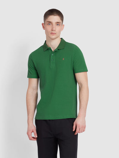 Forster Textured Polo Shirt In Green Meadow