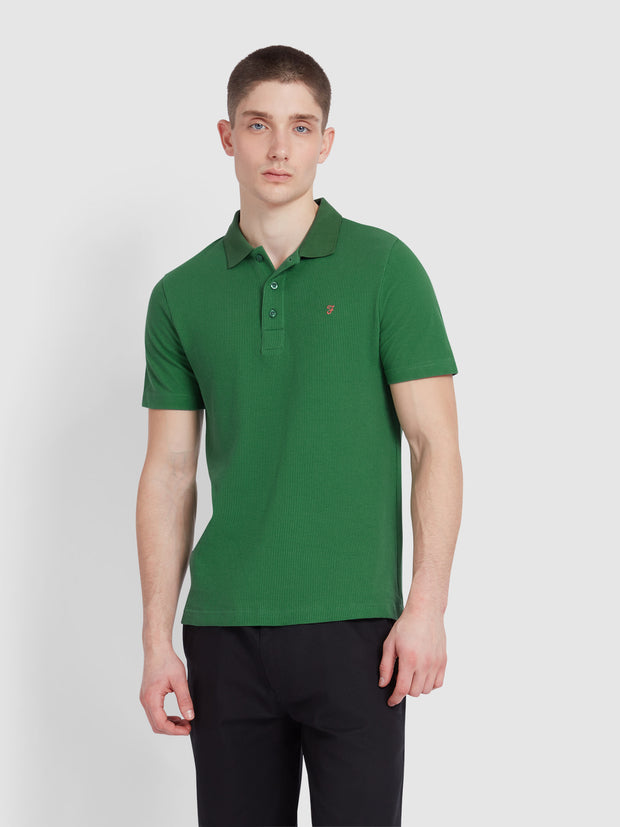 Forster Textured Polo Shirt In Green Meadow