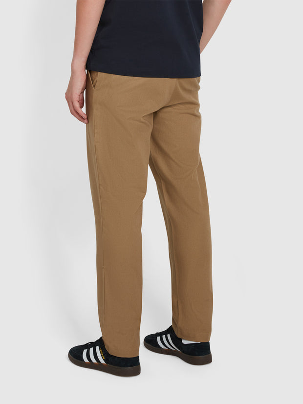 Norwood Regular Fit Cotton Hopsack Trousers In Beige