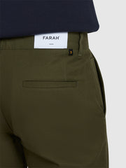 Norwood Regular Fit Cotton Hopsack Trousers In Olive Green