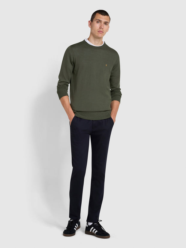 Mullen Merino Wool Crew Neck Sweater In Rosemary