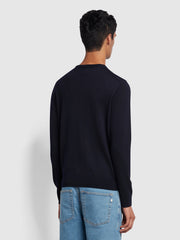 Mullen Merino Wool Crew Neck Sweater In True Navy