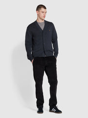 Mullen Slim Fit Merino Wool Cardigan Sweater In Charcoal