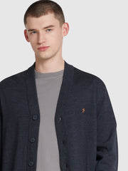 Mullen Slim Fit Merino Wool Cardigan Sweater In Charcoal