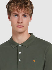 Blanes Organic Cotton Long Sleeve Polo Shirt In Rosemary