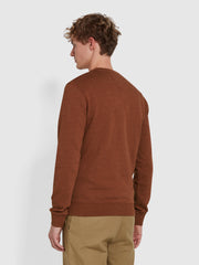 Tim Organic Cotton Crew Neck Sweatshirt In Dark Teak Marl