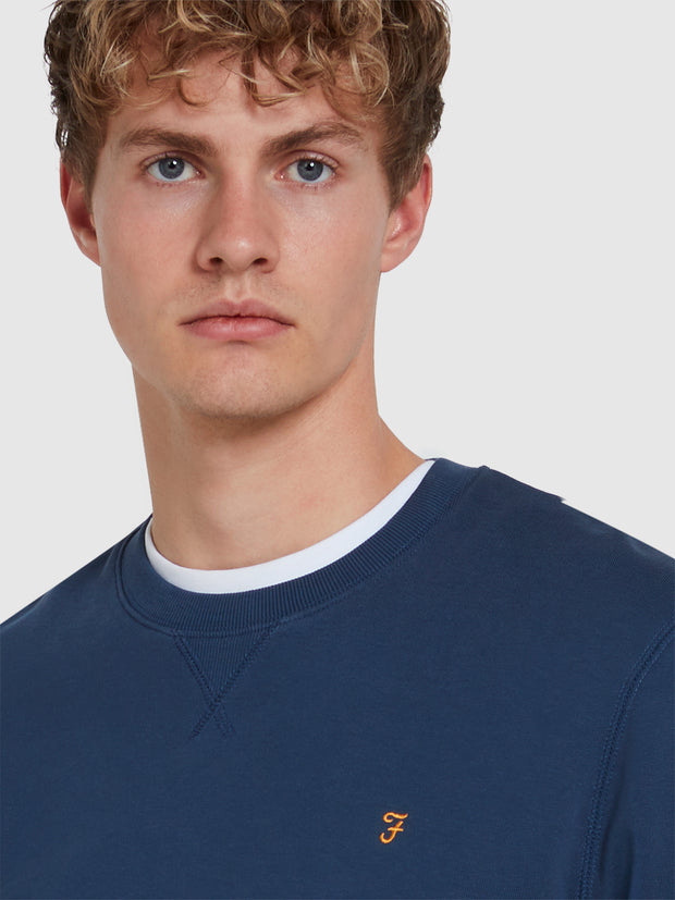 Tim Organic Cotton Crew Neck Sweatshirt In Deep Blue