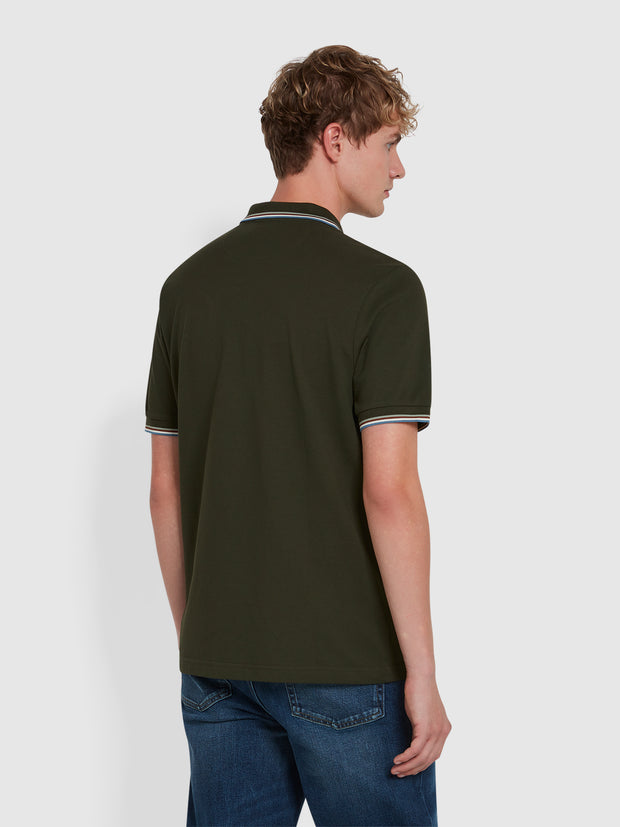 Alvin Tipped Collar Polo Shirt In Evergreen