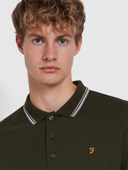 Alvin Tipped Collar Polo Shirt In Evergreen