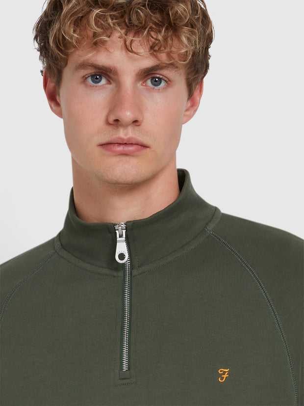 Jim Organic Cotton Quarter Zip Sweatshirt In Rosemary