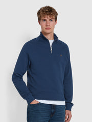 Jim Organic Cotton Quarter Zip Sweatshirt In Deep Blue