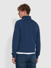 Jim Organic Cotton Quarter Zip Sweatshirt In Deep Blue