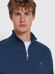 Jim Organic Cotton Quarter Zip Sweatshirt In Deep Blue