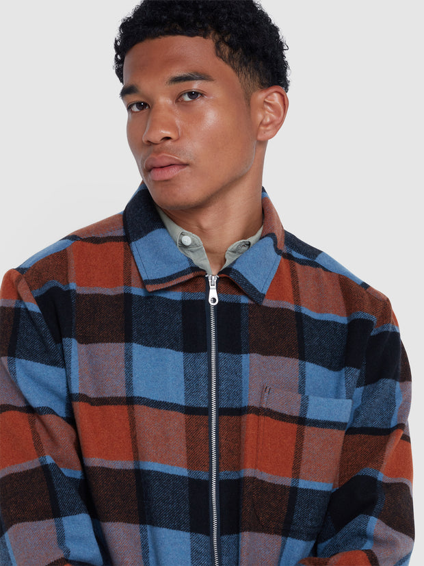 Fulbright Check Overshirt In Para Blue