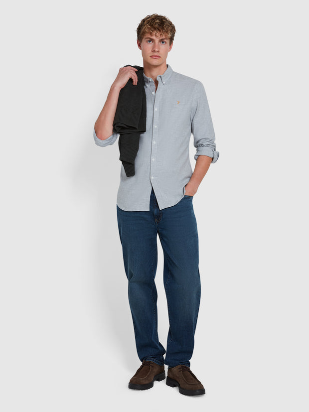 Steen Slim Fit Brushed Organic Cotton Shirt In Stellar