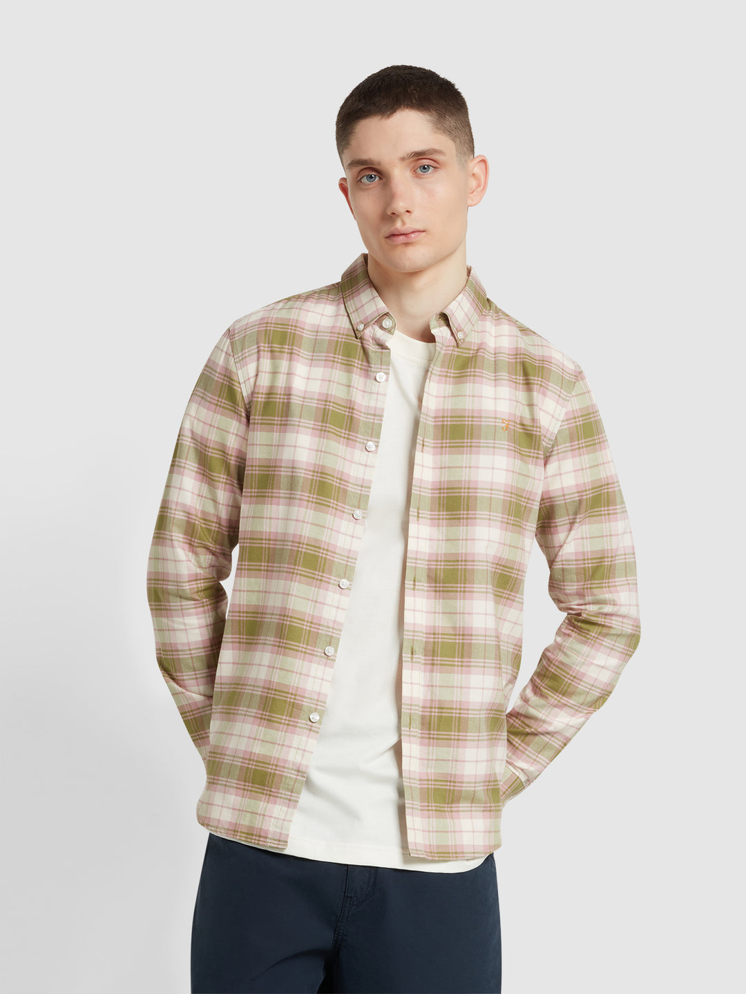 Check detail cotton oxford shirt sale