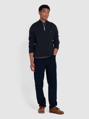 Birchall Quarter Zip Lambswool Sweater In Black Oyster