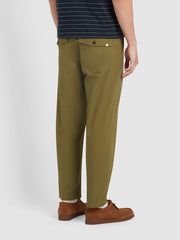 Hawtin Relaxed Tapered Fit Fine Twill Patch Trousers In Green Khaki