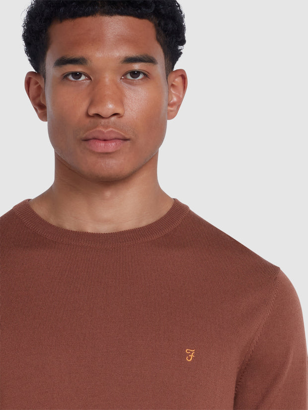 Mullen Merino Wool Crew Neck Sweater In Teak