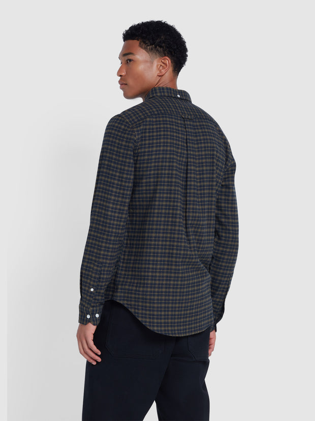 Alban Slim Fit Check Shirt In True Navy