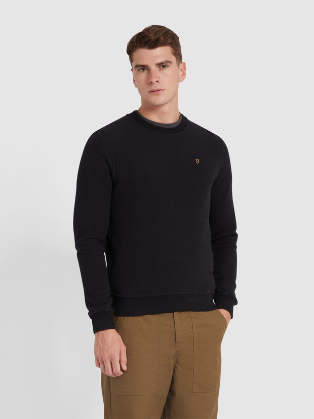 Manteno Regular Fit Crew Neck Sweater In Black