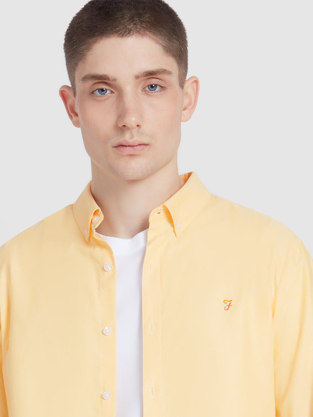 Brewer Slim Fit Organic Cotton Oxford Shirt In Saffron Yellow