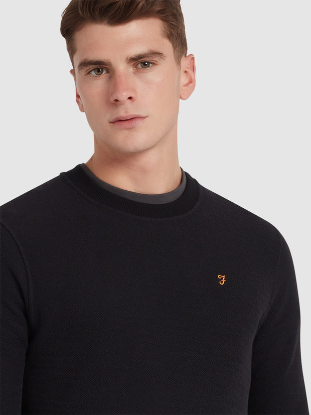 Manteno Regular Fit Crew Neck Sweater In Black