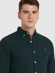 Steen Slim Fit Brushed Organic Cotton Shirt In Woodland Pine  Marl