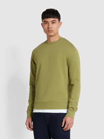 Hanbury Crew Neck Sweatshirt In Moss Green