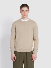 Mullen Cotton Crew Neck Sweater In Hazelnut Marl