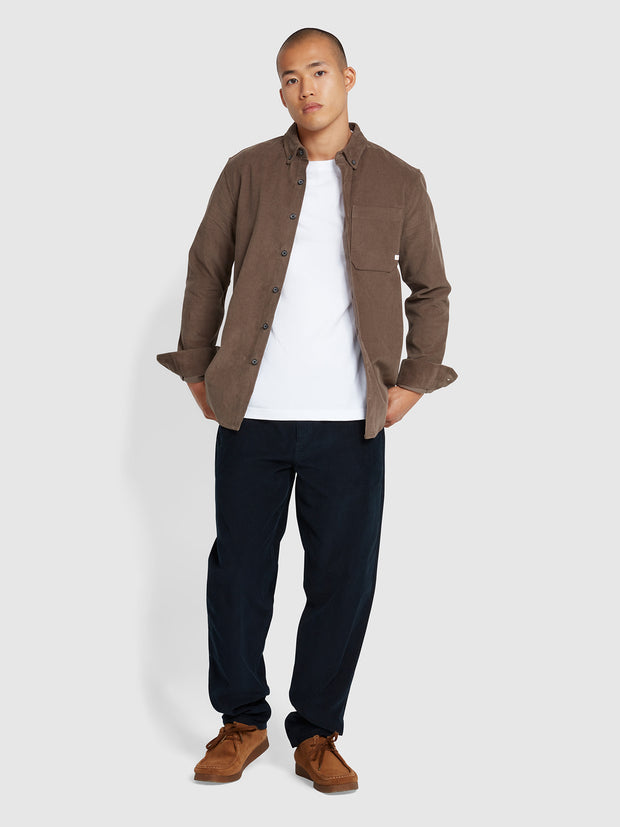 Spencer Casual Fit Corduroy Shirt In Mushroom Grey