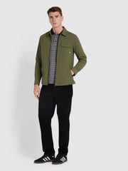 Holwick Zipped Overshirt In Olive Green