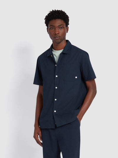 Ossie Short Sleeve Paper Touch Shirt In True Navy