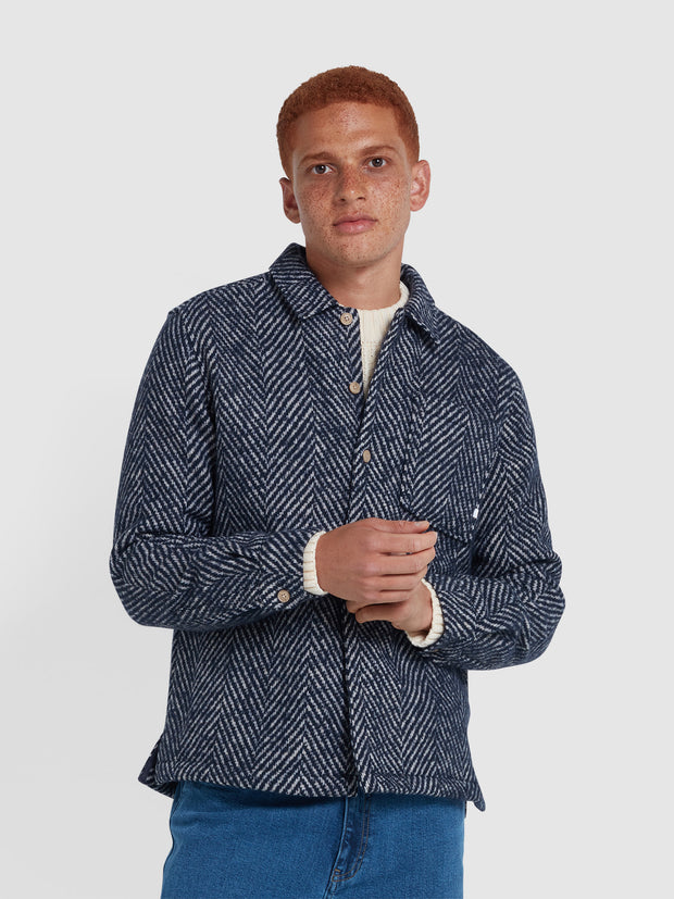 Davies Chevron Overshirt In True Navy