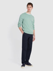 Mullen Cotton Crew Neck Sweater In Grove Green Marl