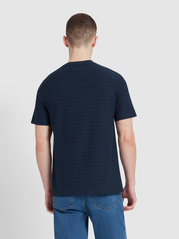 Talwin Jacquard Stripe T-Shirt In True Navy