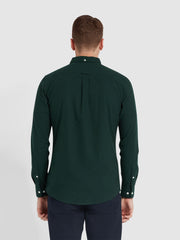 Steen Slim Fit Brushed Organic Cotton Shirt In Woodland Pine  Marl