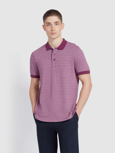 Tibbatt Jacquard Polo Shirt In Mulberry