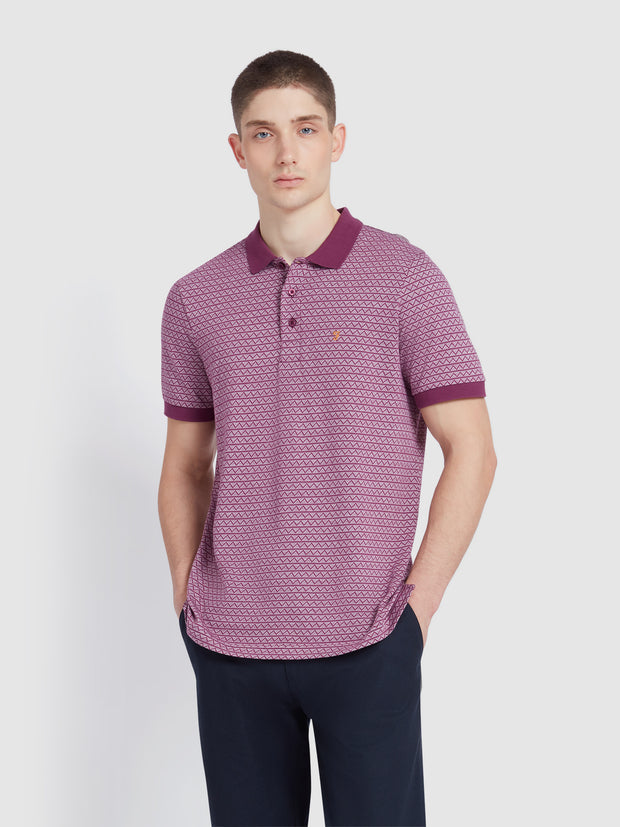 Tibbatt Jacquard Polo Shirt In Mulberry