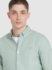 Brewer Slim Fit Organic Cotton Oxford Shirt In Grove Green