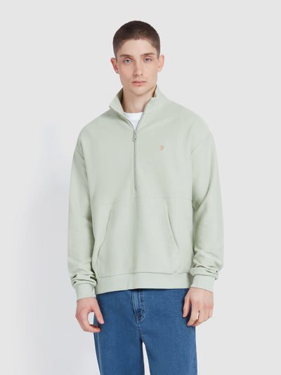 Swaton Half Zip Sweatshirt In Grove Green