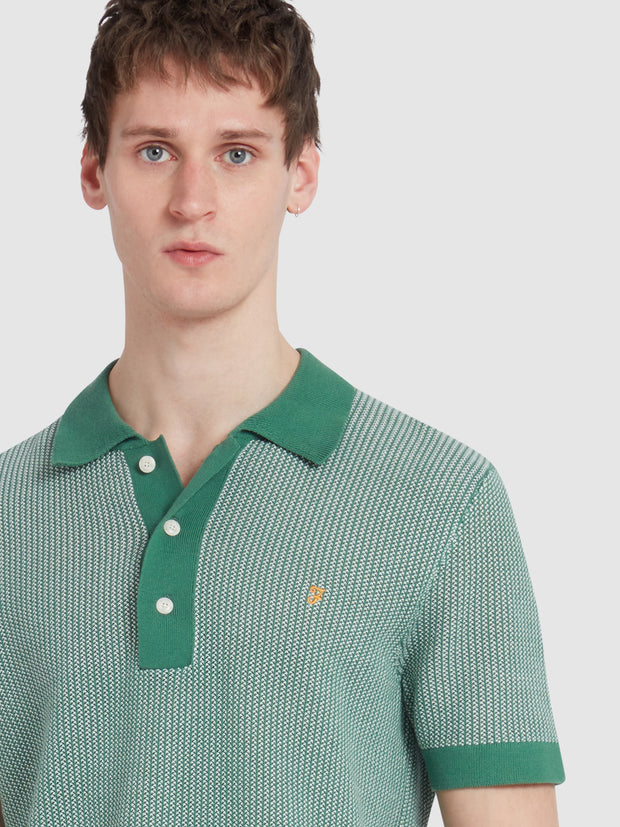 Sandford Knitted Polo Shirt In Green Meadow