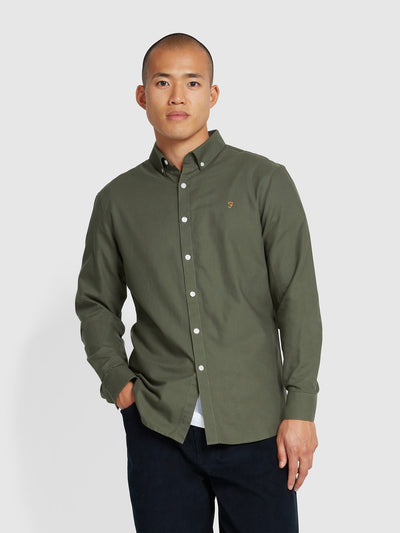 Brewer Slim Fit Organic Cotton Oxford Shirt In Rosemary