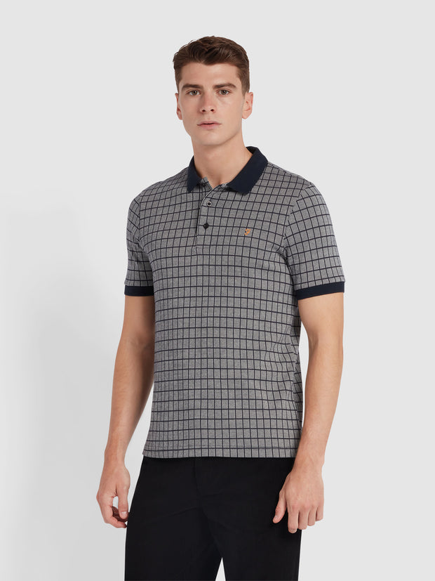 Rutland Check Polo Shirt In True Navy