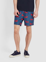 Colbert Dog Print Swim Shorts In Cold Metal