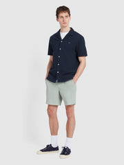 Rutherford Short Sleeve Seersucker Shirt In True Navy