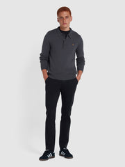 Hamlet Long Sleeve Knitted Polo In Charcoal