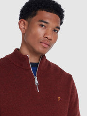 Birchall Quarter Zip Lambswool Sweater In Red Venear